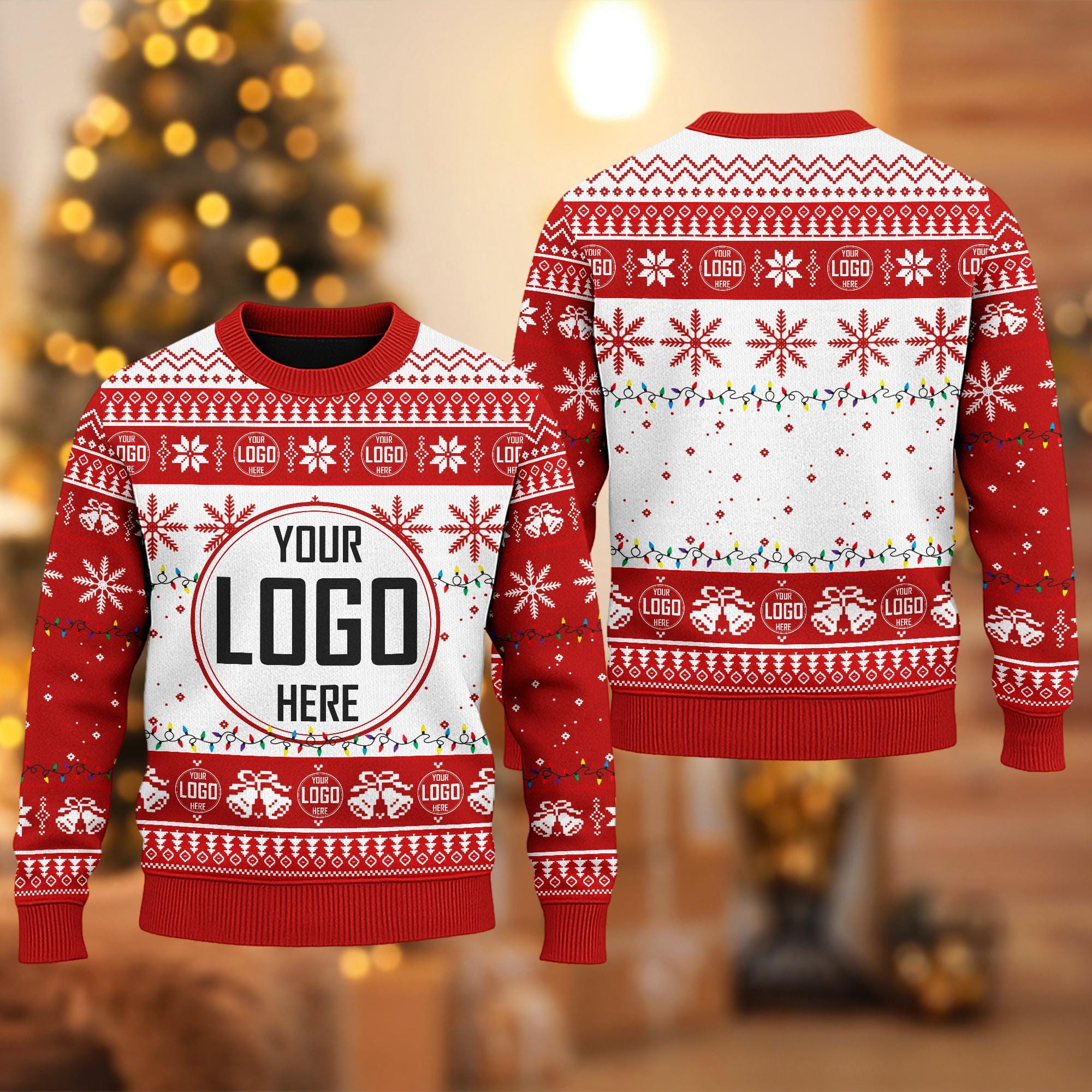 Discover Custom Your Logo Ugly Christmas Sweater, Personalized Company Logo Xmas Sweatshirt, Christmas Gift For Men Women Kid