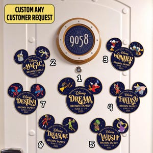 Customize Name Disney Family & Cruise Ship Stateroom Door, Cruise Line Ship Name Door Magnet, Family Cruise Trip, Wish Magic Dream Fantasy