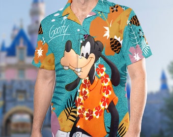 Goofy Dog Hawaiian Shirt, Goofy Movie Button Up Shirt Holiday, Dog Hawaiian Shirt, Goofy Cartoon Movie 3D All Over Print Shirt