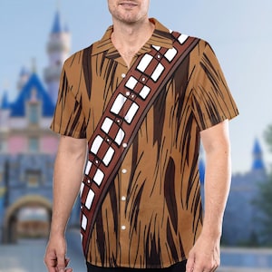Chewbacca Hawaii Shirt, Star Wars Button Up Shirt, Universe Movie Hawaiian Shirt, Chewbacca Shirt Gift, Cartoon 3D All Over Print Shirt