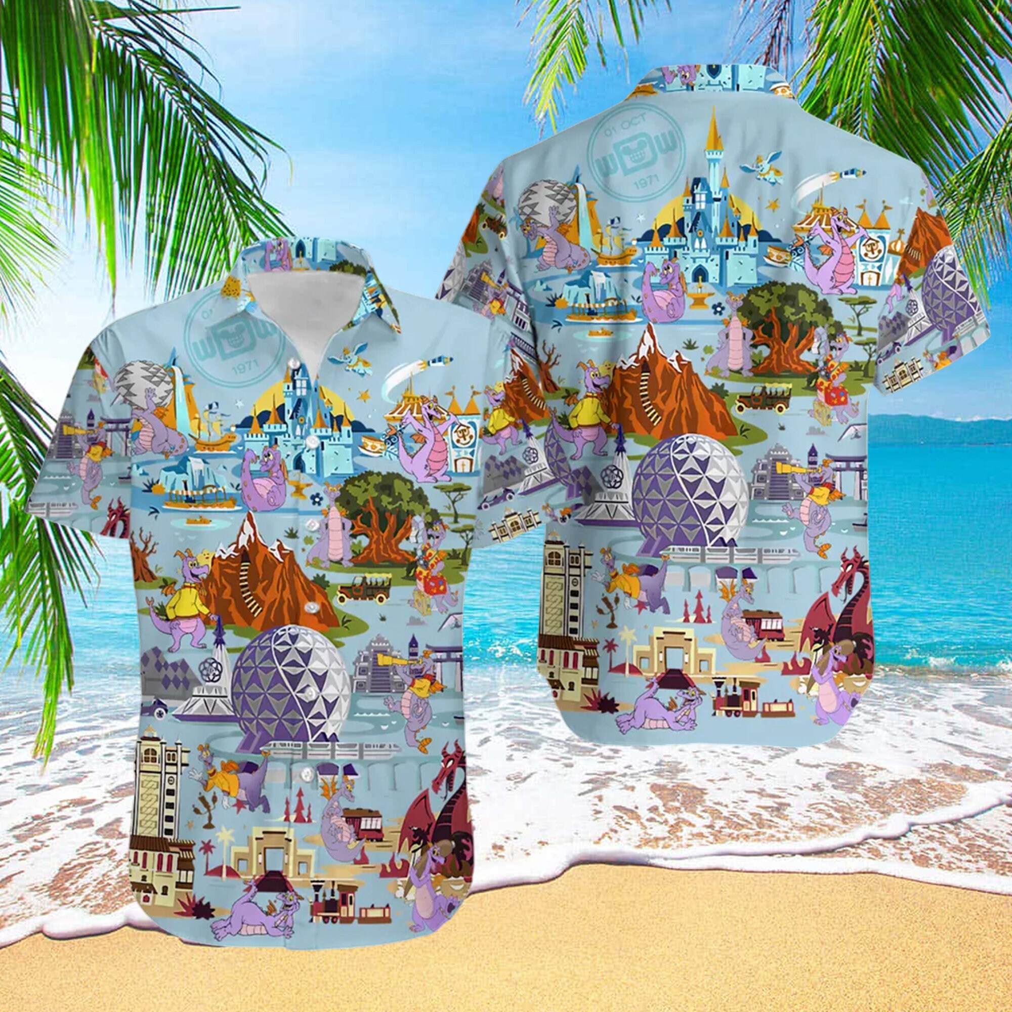 Discover Purple Dragon Hawaii Beach Shirt, Dragon Mascot Button Up Shirt Holiday