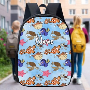 Sac à dos à personnaliser avec poisson et tortue, sac à lunch étoile de mer, bouteille tortue et poisson, impression 3D de dessin animé sur l'océan