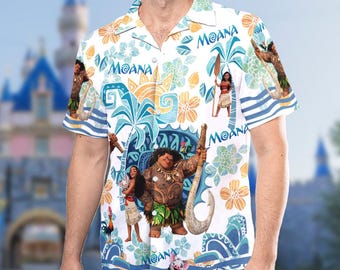 Princess Couple Hawaii Beach Shirt, Characters Button Up Shirt Holiday, Cartoon Hawaiian Shirt Gift, Princess Movie 3D All Over Print Shirt
