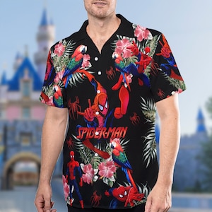 Spiderman Hawaiian Shirt, Spiderman Superhero Floral Button Up, Spider Man Flowers Hawaii Tee, Summer Vacation Gift For Kid, Birthday Gift