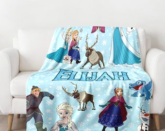 Personalized Princess Movie Blanket, Character Blanket, Magic World Blanket Chirstmas Gift, Cartoon Fleece Blanket, Cartoon Quilt