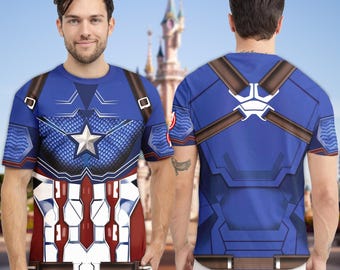 Captain Costume 3D Shirt, Captain Hero Armor Suit, Superhero Halloween Cosplay 3D Outfits, US Hero Men Costume, Super Soldier Shirt