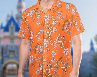 Orange Bird Aloha Hawaiian Shirt, Orange Bird Summer Vacation Shirt, Orange Bird Button Down Short Sleeve Shirt, Beach Hawaii Party Gift