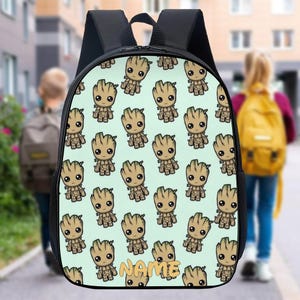 Personalize Groot Backpack, Superhero Movie Bottle, Cute Groot Lunch Bag, Custom Name Backpack, Cartoon Movie  Bag