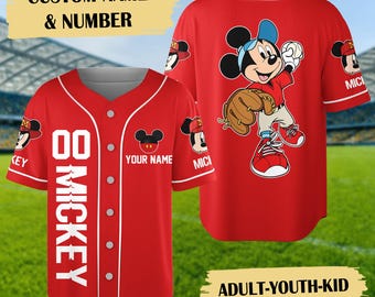 Personalized Mouse Catcher Baseball Jersey, Custom Name Animated Mouse Player Baseball Jersey, Custom Number Mouse Character Jersey