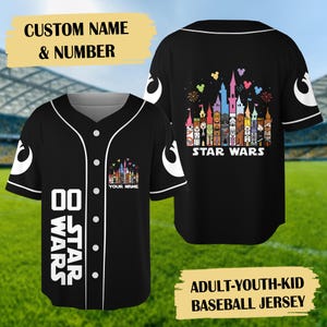 Custom Star Wars Baseball Jersey, Galaxy&#39;s Edge Jersey Shirt, Magic Kingdom Baseball Team Outfit, Star Wars Shirt, Birthday Gift For Kids