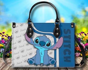 Personalize Lilo and Stitch Dog Leather Bag, Stitch Bag, Stitch Leather Crossbody Bag, Stitch Dog Leather Handbag, Stitch Leather Shoulder