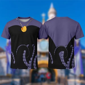 Camiseta 3D inspirada en Úrsula, la villana; disfraz de La Sirenita para mujer; camiseta a juego para grupo familiar con temática animada de Halloween.