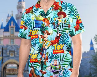 Toy Story Button Up, Woody Buzz Lightyear Jessie Alien 3D Hawaiian Shirt, Toy Story Hawaii Shirt, Magic Kingdom Toy Story Floral Tee
