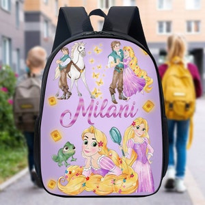 Sac à dos personnalisé film princesse, sac à lunch personnages, bouteille d'eau film cheveux nuageux, cartable princesse, cadeau d'école princesse