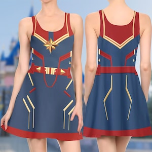 Costume de cosplay 3D Captain Women, robe patineuse, robe de film de super-héros, robe de fille de maman de Captain Women, cadeau de robe de capitaine