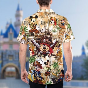 Disney Mickey Mouse Pirates of The Caribbean Treasure Map Hawaiian Shirt, Mickey Mouse Button Up, Mickey Mouse Hawaii Shirt, Mickey Pirate image 2