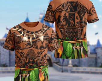 Disney Maui Moana Shirt, Maui Men Cosplay Costume T-Shirt, Tattoo Cosplay, Father Birthday Gift, Maui Disneyland Halloween Matching Cosplay