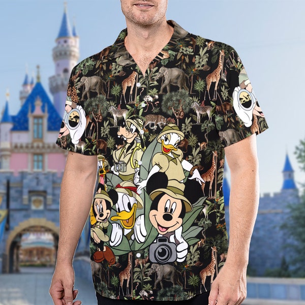 Mouse Jungle Theme 3D All Over Printed Hawaiian Shirt, Mouse And Friends Aloha Shirt, Wild Animal Safari Mode Summer Vacation Shirt