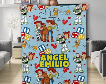 Personalized Toy Movie Blanket, Characters Blanket, Magic World Blanket Christmas Gift, Character Blanket, Cartoon Fleece Blanket, Toy Quilt