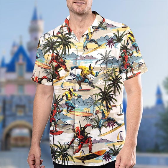 Disney Deadpool and Wolverine Hawaiian Shirt, Deadpool Disney Deadpool and Wolverine Hawaiian Shirt, Deadpool
