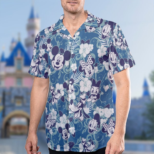 Schattig muis Hawaiiaans shirt, grappige eend Aloha shirt, muis en vrienden familie Hawaii shirt, zomer strand shirt, Hawaii reis bijpassende shirt