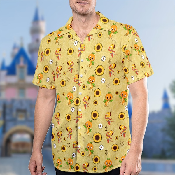 Epcot Flower Garden Festival Hawaiian Shirt, Sunflower Pattern Hawaiian Shirt, Floral Summer Vacation Shirt, Fruit Bird Inspired Outfit