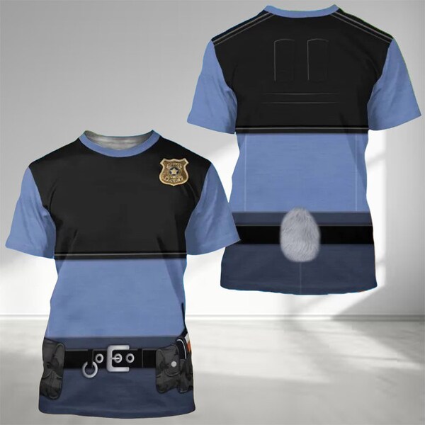 Police Rabbit Halloween Costume 3D Shirt, Policewoman Cosplay Custome For Halloween, Animal City Animated Shirt