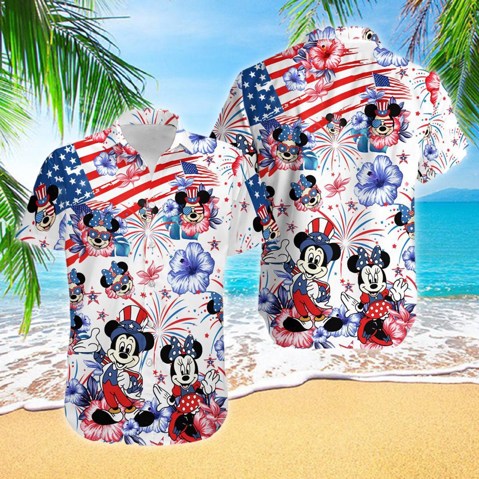 Discover Mouse Flags American Hawaii Shirt, Mouse Button Up Shirt Holiday, Mouse Movie Hawaiian Shirt Gift