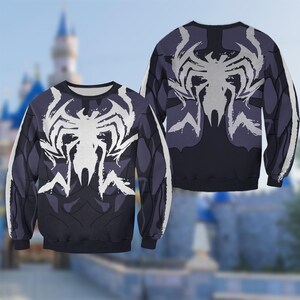 Black Spiderman Costume Clothing, Symbiote Spider Cosplay Costume 3D Sweatshirt, Anti Hero Halloween Costume Outfit, All Over Print Hoodie image 3
