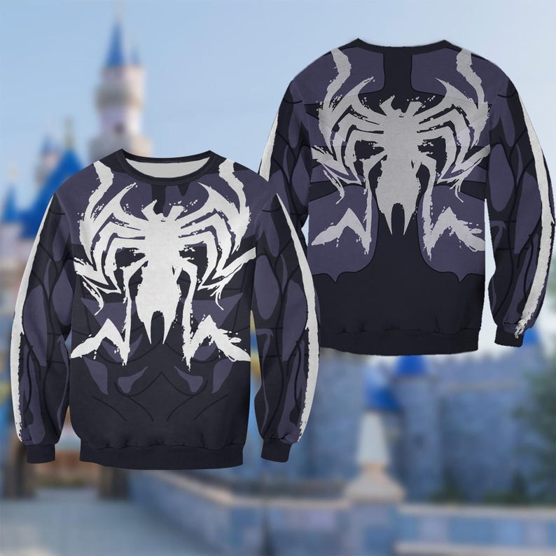 Black Spiderman Costume Clothing, Symbiote Spider Cosplay Costume 3D Sweatshirt, Anti Hero Halloween Costume Outfit, All Over Print Hoodie image 3