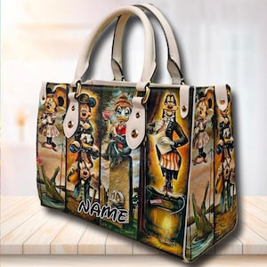 Personalize Mickey Haunted Mansion Leather Bag, Mickey Mouse Bag, Cartoon Leather Crossbody Bag, Handbag, Mickey Leather Shoulder Bag