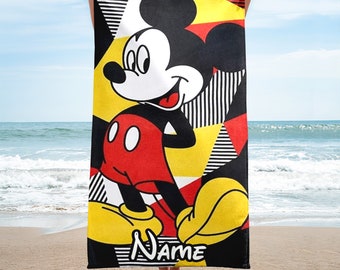 Personalized Cute Mouse Beach Towel, Animated Mouse Character Bath Pool Towel, Cartoon Family Summer Trip Gift, Magic Kingdom Beach Towel