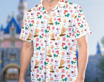 Funny Heihei And Pua Hawaiian Shirt, Moana Button Up Hawaii Shirt, Heihei And Pua Summer Vacation Hawaiian Shirt, Moana Summer Shirt