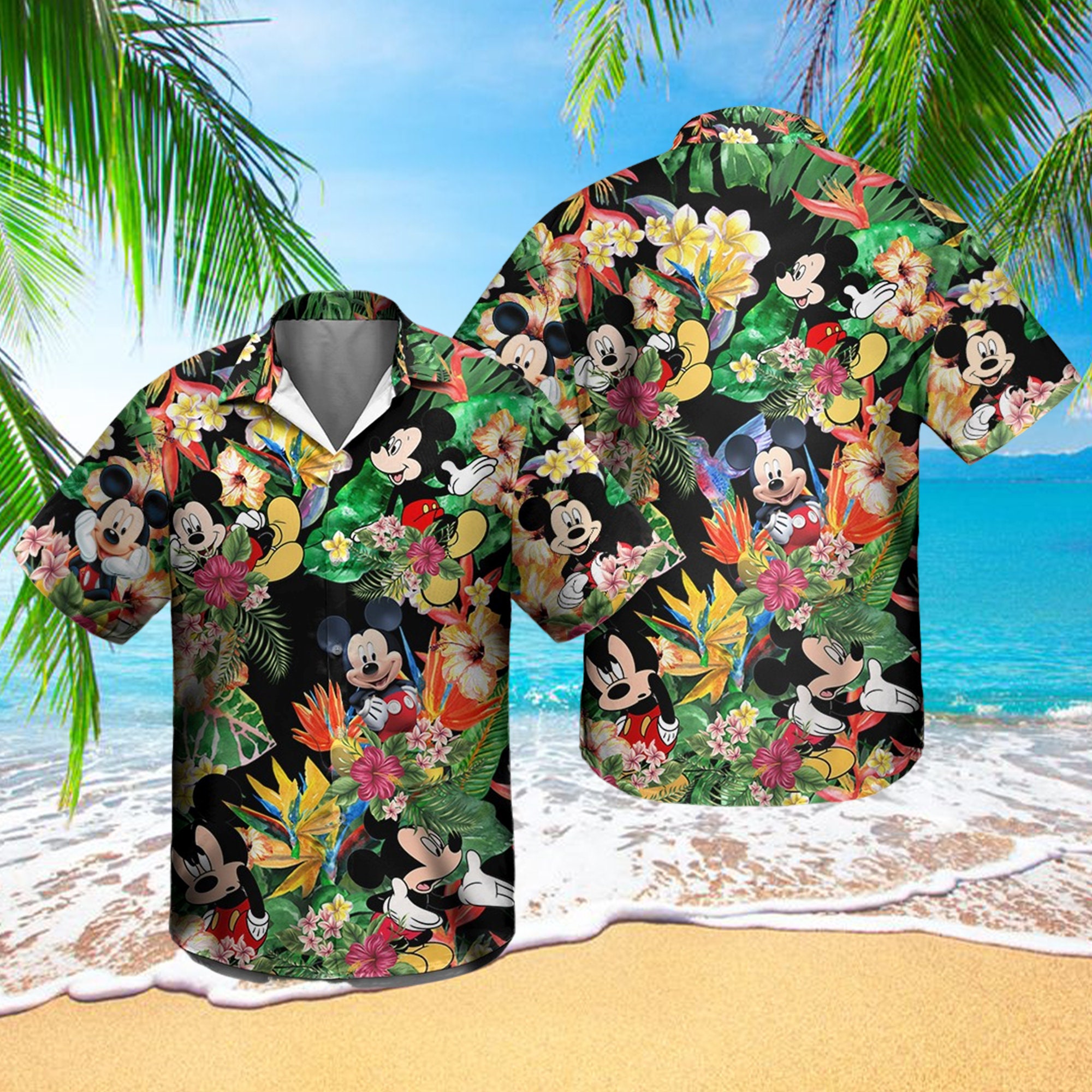 Discover Mouse Aloha Hawaiian Shirt, Floral Jungle Hawaii Summer Button Up Shirt