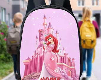 Personalize Ariel Backpack, The Little Mermaid Bottle, Ariel Princess Lunch Bag, Custom Name  Backpack, Cartoon Movie  Bag