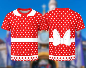Minnie 3D Costume Cosplay T-Shirt, Minnie Halloween Shirt, Mickey Minnie All Over Printed Trip Shirt, Funny Minnie Mouse Birthday Girl Gift