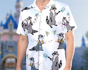 Meeko and Flit Hawaii Shirt, Pocahontas Princess Button Up Shirt, Meeko Hawaiian Shirt, Flit Pocahontas Tee, Magic World 3D Shirt