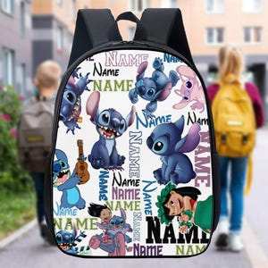Personalized Disney Stitch & Lilo Backpack, Custom Name Stitch Lunch Bag, Disney Stitch Water Bottle, Tumbler, Cartoon Stitch School Bag