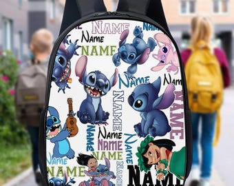 Personalized  Stitch & Lilo Backpack, Custom Name Stitch Lunch Bag,  Stitch Water Bottle, Tumbler, Cartoon Stitch School Bag