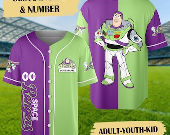 Personalized Buzz Lightyear Baseball Jersey, Toy Story Baseball Jersey Team, Movie Baseball Outfit, Gift For Kids, Cartoon Group Shirt