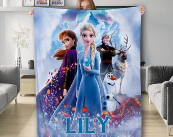 Personalized Princess Movie Blanket, Characters Blanket, Cartoon Movie Blanket Chirstmas Gift, Princess Fleece Blanket, Princess Quilt