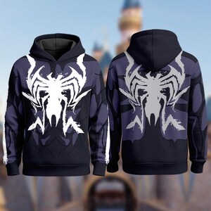 Black Spiderman Costume Clothing, Symbiote Spider Cosplay Costume 3D Sweatshirt, Anti Hero Halloween Costume Outfit, All Over Print Hoodie image 2