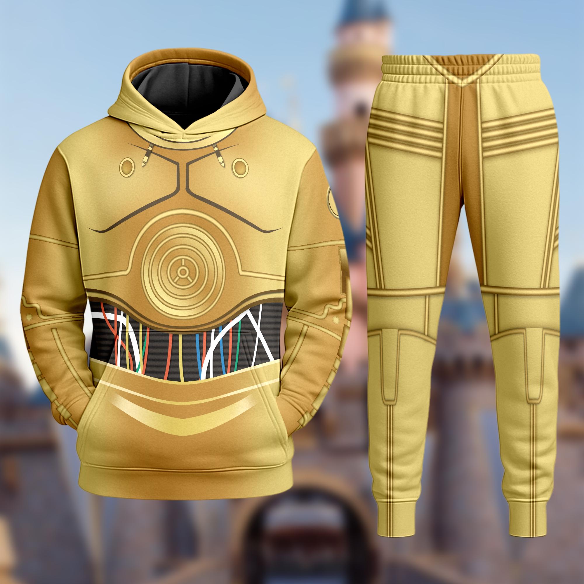 C3-PO Cosplay Costume Shirt, Star Wars C3PO Hoodie Sweatshirt