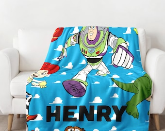 Personalized Spaceman Of Toy Adventure Blanket, Custom Name Story Of Toy Character Plush Fleece Blanket, Home Decor, Gift For Kid