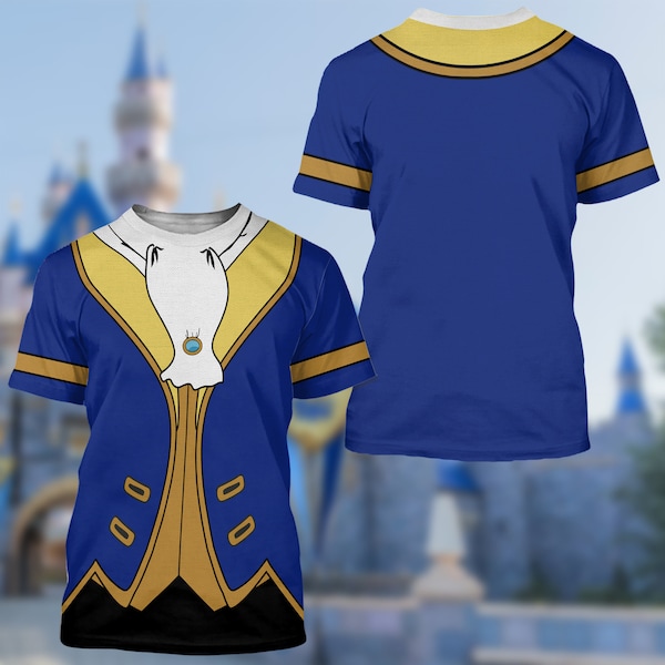 El Príncipe Bestia Traje Cosplay Camisa 3D, Disfraz de Halloween para camiseta de grupo familiar, Camisa de pareja de princesa y monstruo, Regalo para pareja