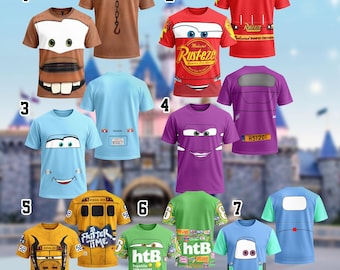 Disney Fritter McQueen Sally Chick Costume T-Shirt, Cars Movie Cosplay Costume Shirt, Characters Cosplay Tee, Halloween All Over Print Tee