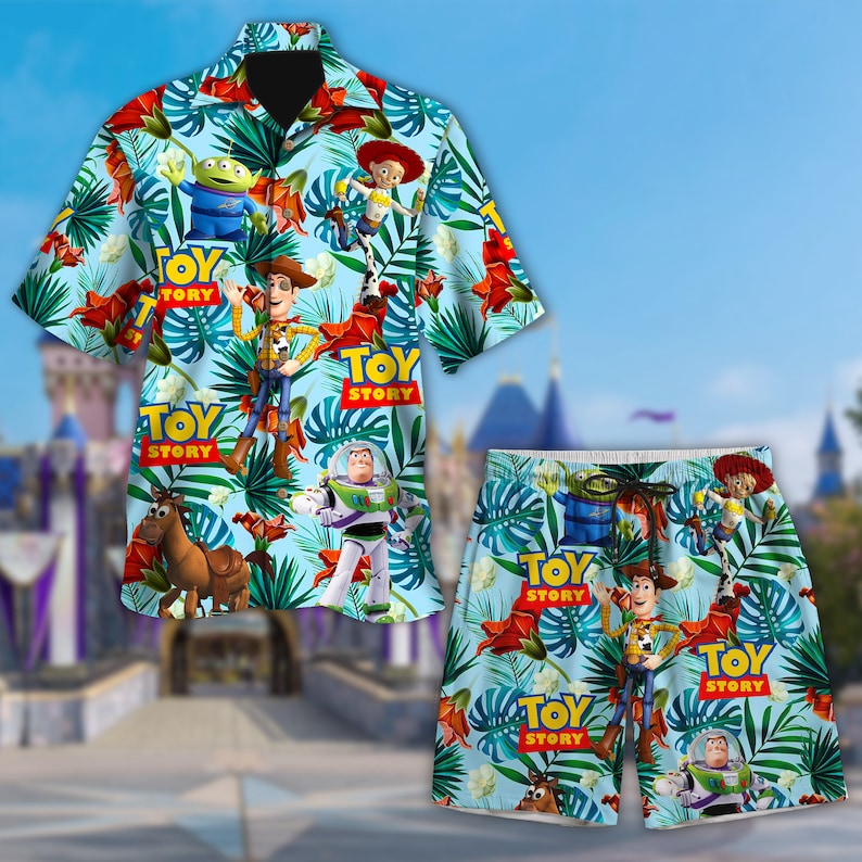 Disney Toy Story Button Up, Woody Buzz Lightyear Jessie Alien 3D Hawaiian Shirt, Toy Story Hawaii Shirt, Magic Kingdom Toy Story Floral Tee image 6