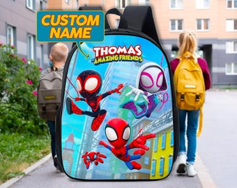 Mochila personalizada de superhéroe Spider, bolso de regreso a la escuela Hero Spider, regalo de cumpleaños personalizado para niño, niña, niño, hijo e hija