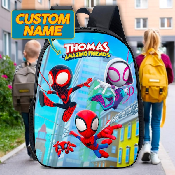 Personalize Spider Superhero Backpack, Hero Spider Back To School Bag, Custom Birthday Boy, Girl Gift For Kid, Son and Daughter