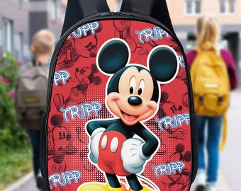Personalized Cute Red Mouse Backpack, Custom Name Animated Mouse Character Lunch Bag, Cute Cartoon Mouse Bottle, School Gift For Kids